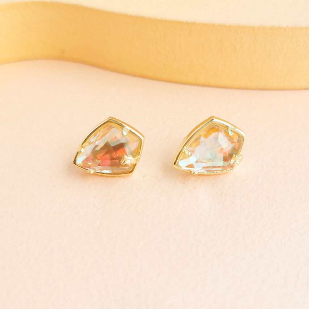 Alicia Bonnie - Miley Dichroic Glass Gold Stud Earrings - NEW
